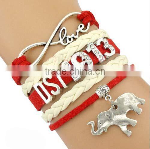 Newest AKA Wrap Bracelet Leaf Alpha Kappaa Alpha AKA Heart Pink Green Custom leather bracelet