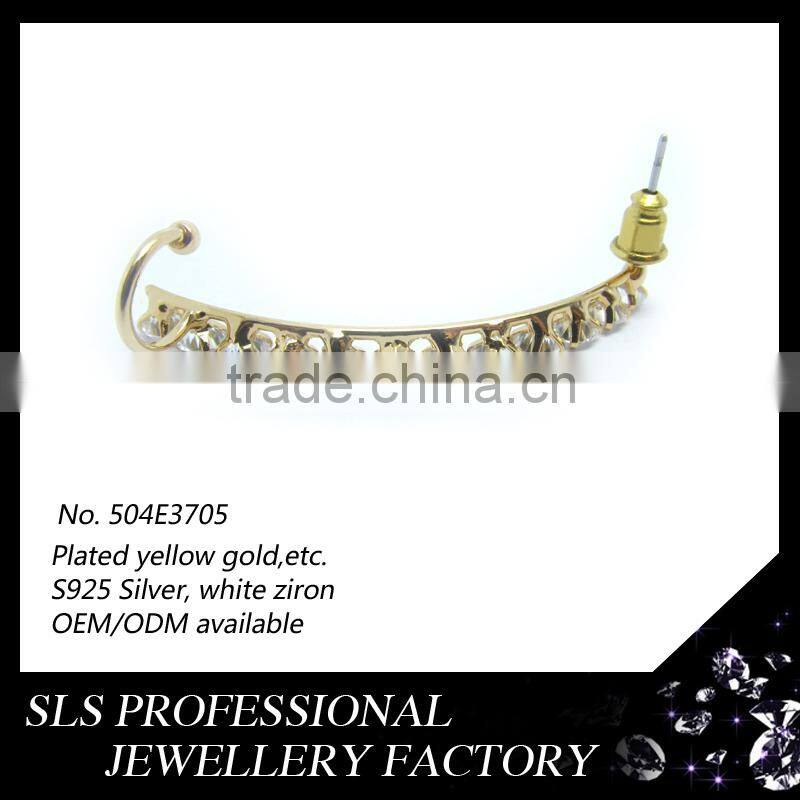 2015 new design Fashion jewelry American styles gold rhinestone Ear Climber Earcuff Jewelry earrings