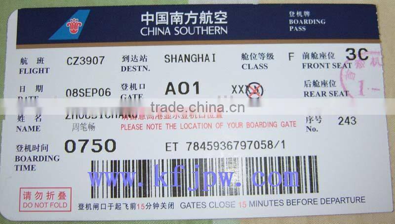 printing direct boarding pass card and luggage tag