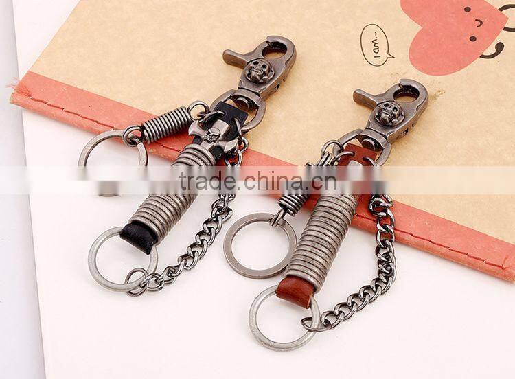 2015 Yiwu Factory Direct Sale Punk Men's Genuine Leather Vintage Keychains