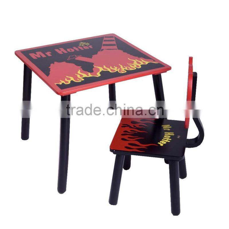 colorful carton design wooden children table and chair