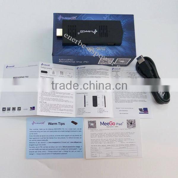 Meegopad T02 Smart Mini PC Windows 8 TV Box 2GB Ram/32G Rom Intel Atom Z3735F 2 Etherner Mini PC Server HD Graphic GPU 1.33GHZ
