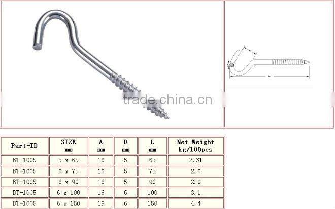 Manufacturer Price Zinc plated Q Hook Ceiling Hook Screw Rigging Hardware