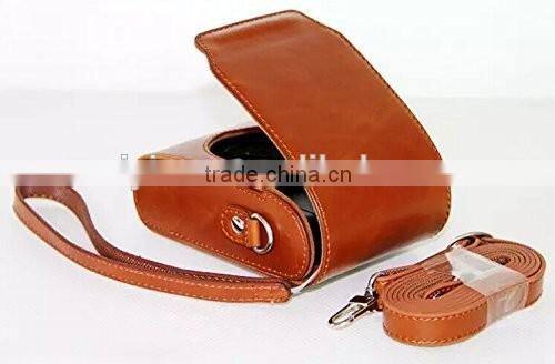 High Quality Handmade Leather Camera Case Pouch Bag with Shoulder Strap