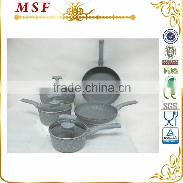MSF marble coating korea ceramic cookware 8pcs aluminum kitchenware MSF-6715