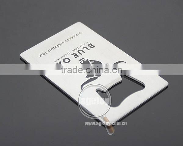 Rectangle Credit Card Shaped Stainless Steel Promotion Metal Business Card Shaped Print Bull Custom Bottle Opener
