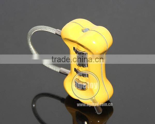 Cute Dog Bone Shaped Travel Luggage Three Codes Lock Suitcase Password Combination Lock Steel Wire Cipher Metal Digital Padlock