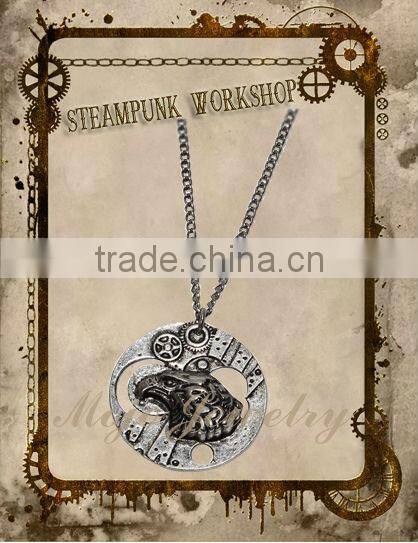 Unique Antique Metal Gun Pendant Chunky Chain Link Necklace