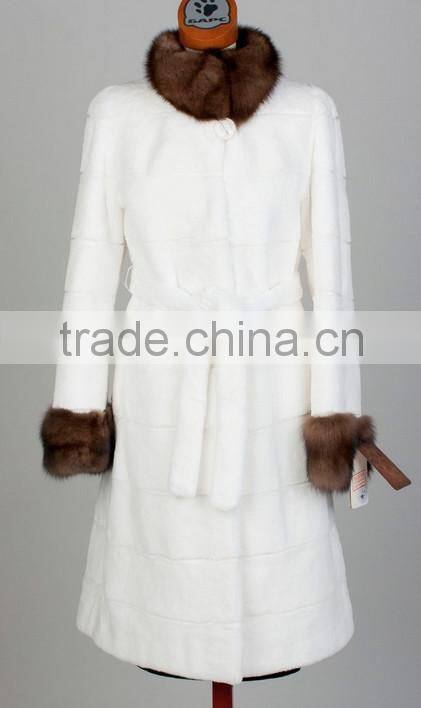 rex14075 natural rex rabbit fur coat with sable collar cuffs
