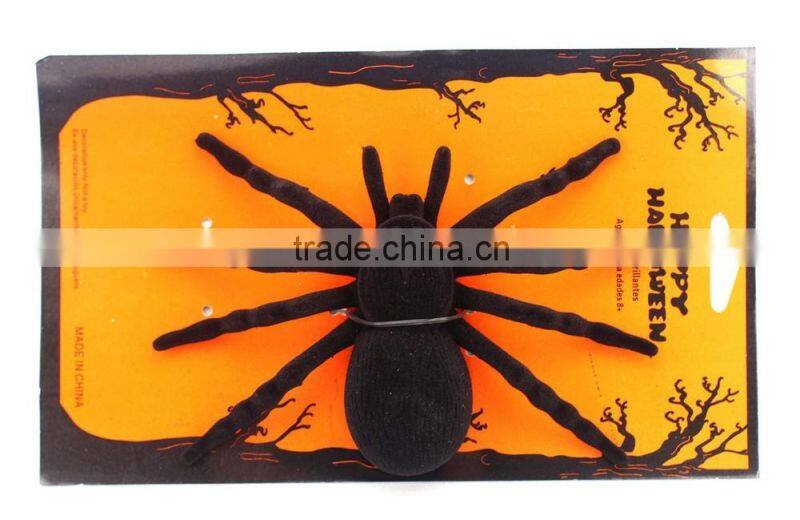 Halloween decorative plastic flocking spider joking toy realistic prank prop