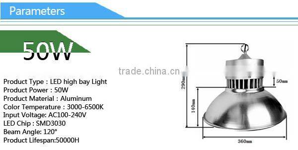 CE RoHS approved SMD 50W led industrial light led high bay light RA>80