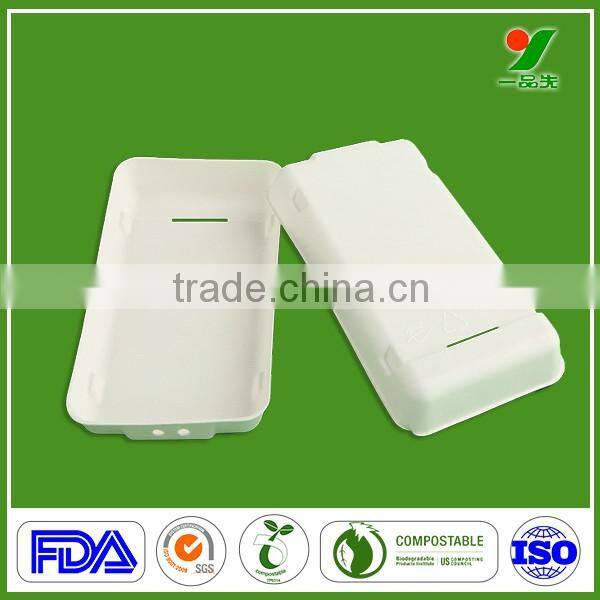 Wholesale eco-friendly biodegradable sugarcane fiber phone case packaging tray with bagasse pulp