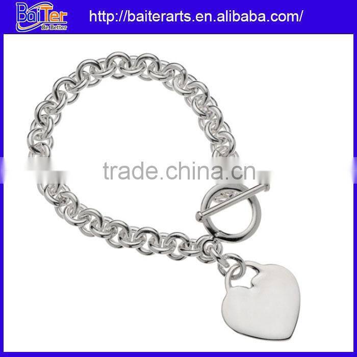 Top Quality 925 Sterling Silver Pave Diamond Heart Tennis Bracelet