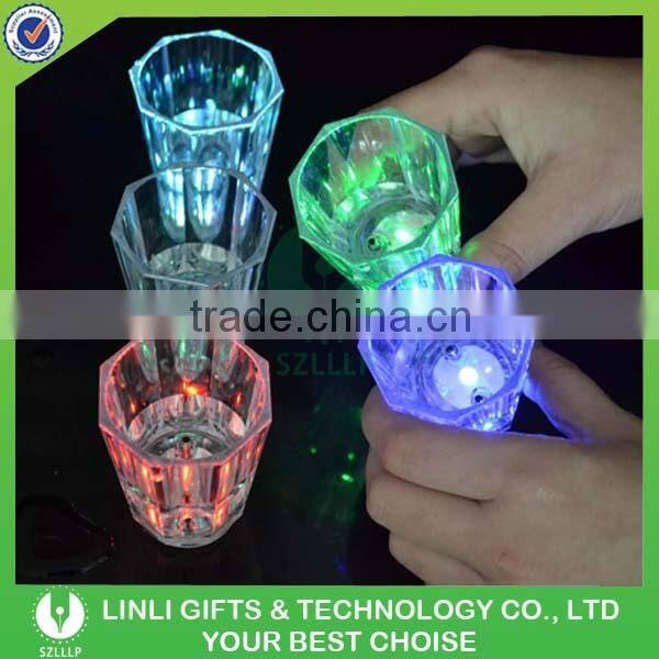 2016 New Hot Color Changing Led Flashing Octagon Shot Cup With Logo