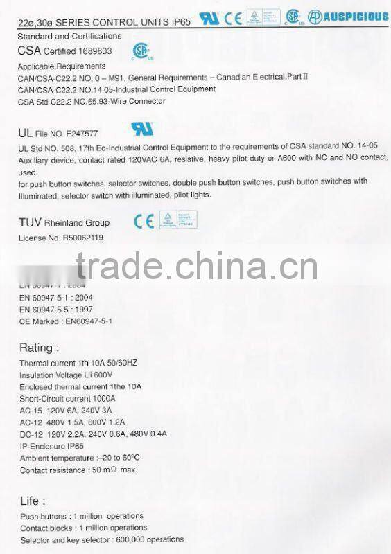 22mm Changeover Switch 3 Position Spring Return Selector Switch, IP65 (GLUS223)