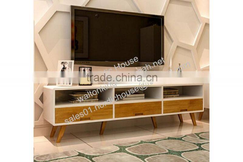 Best sell!! Scandinavian style, white paint carcass, oak drawer front, Swedish design TV stand