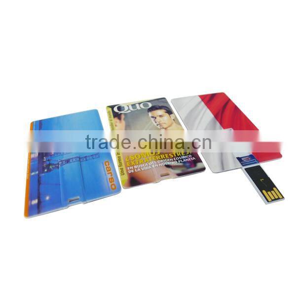 Promotional gift plastic material 1GB, 2GB, 4GB full color branded credit card shaped usb flash memory pen drive