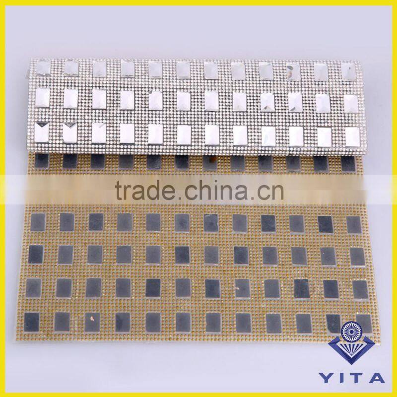 24x40cm Glass Crystal Material Hot Fix Rhinestone Mesh Sheet For lady shoes