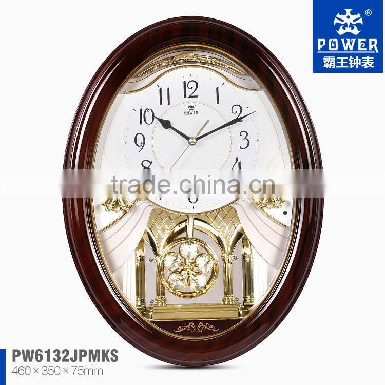 Wooden Case Large Decorative Big Pendulum Antique Wooden Wall Clock With 18 Music For Chiming And Sweep Quartz Clock Movement