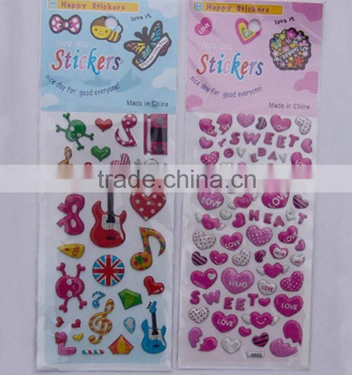 2015loving heart shape home decoration puffy sticker,hot sale 3d foam sticker