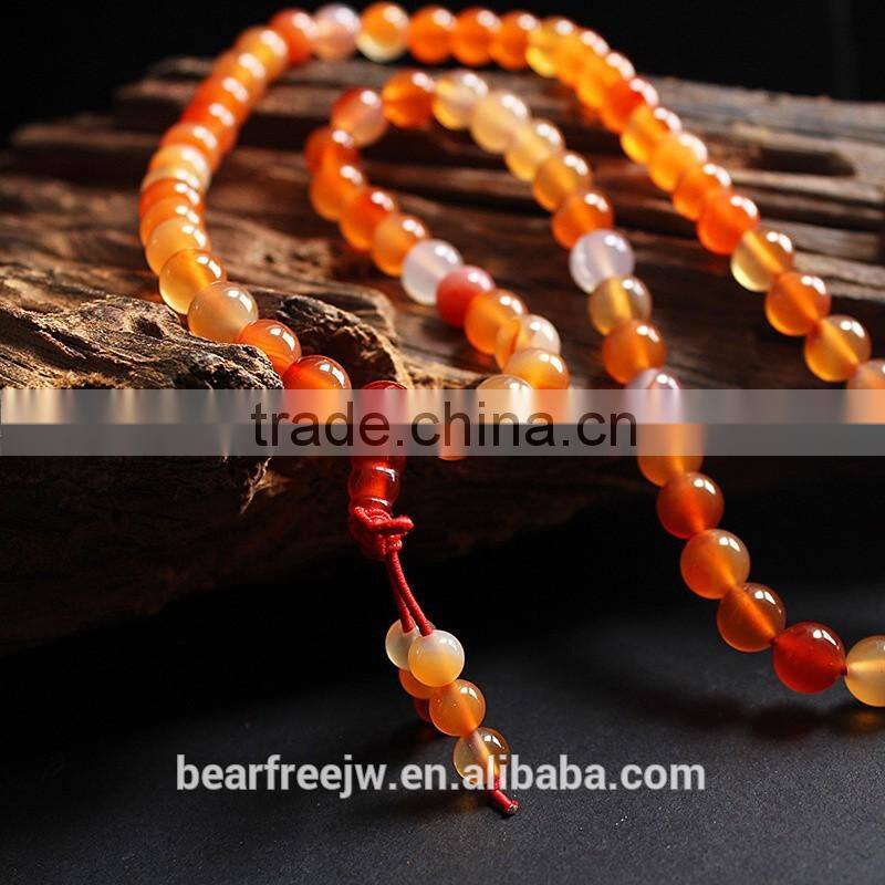 Fashion Original Color Agate Crystal Gemstone Tibet Buddhist Buddha Meditation 108 Prayer Bead Mala Bracelet/Necklace