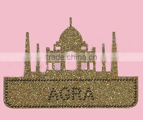 glitter with brown dome studs transfer hot fix motif iron on garments