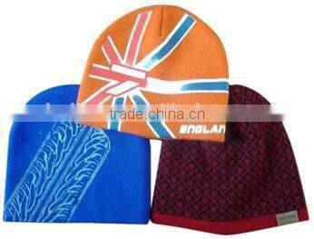 100% acrylic printing knit hat