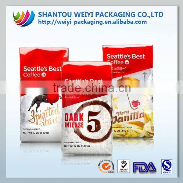 China Supplier Wholesale Flexible Middle Sealed Side Gusset coffee bean pouch with Air Valve