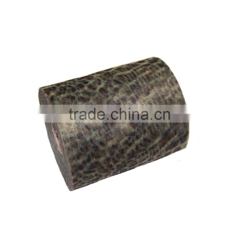 animal printed fabric leopard patterned tulle 100% Polyester DIY decoration material 6 inch * 100 yards tulle roll spool