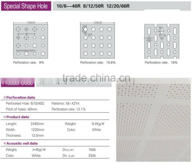 best sale in door decoration perforated acoustic gypsum board/ ceiling tiles with competitive price