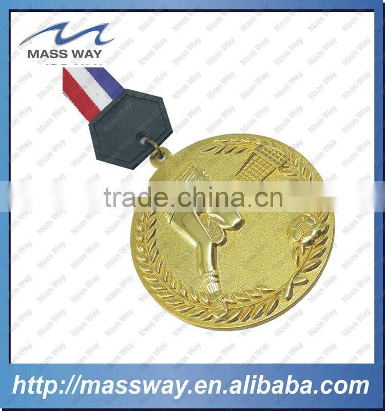 souvenir ribbon die casting 3D zinc alloy brass custom gold medal