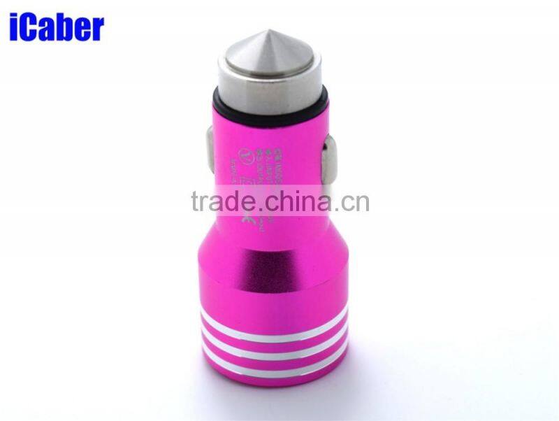 Best Safety Hammer Dual USB Car Charger High Quality Car Charger for mobile phone