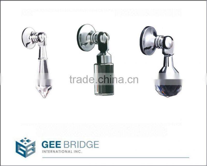 0843002 Solid Brass Crystal Cabinet Drawer Pillar Drop Pull Handle