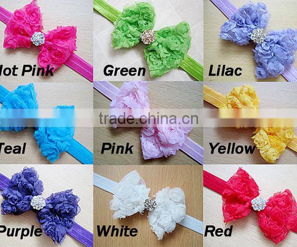 large bow knitted diamond flower baby hair bow headband