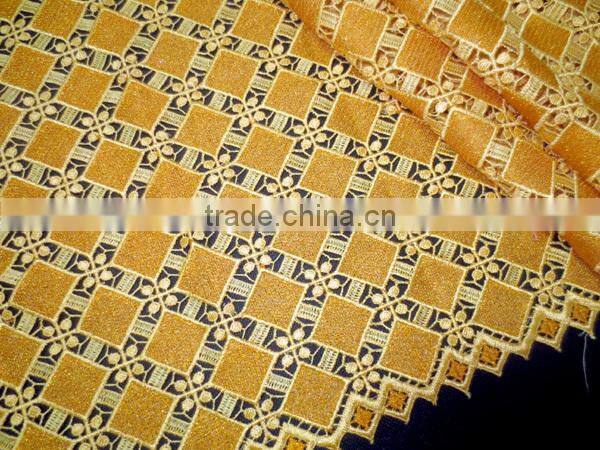 2015 Golden Guipure lace fabric dress making lace fabric bulk lace fabric