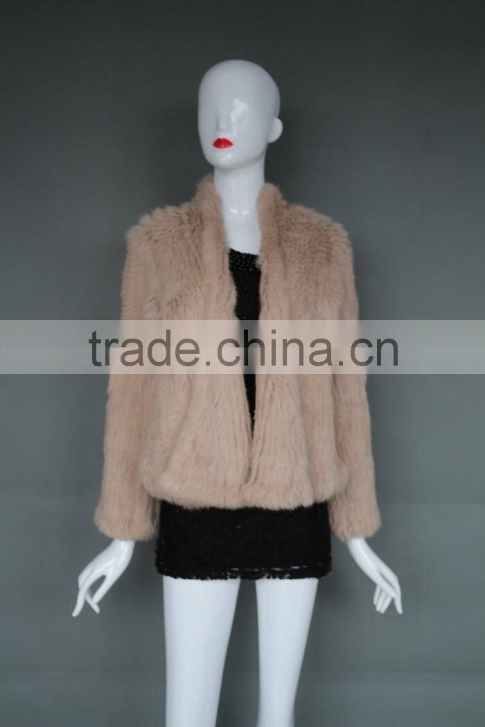 women's fashion oversize knitted rabbit fur short coat ladies winter fur coat