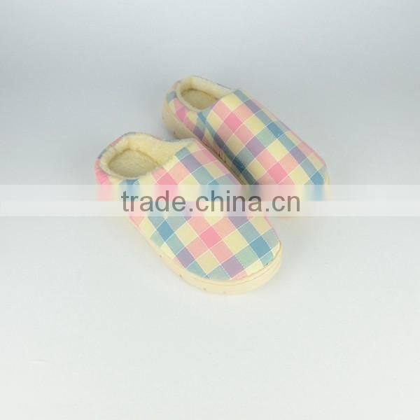 Premium quality colored cotton fleece women and men's indoor slippers
