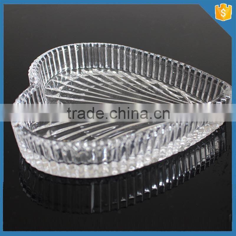 hand pressed Ribbed heart shape dinner plate crystal fruit plate
