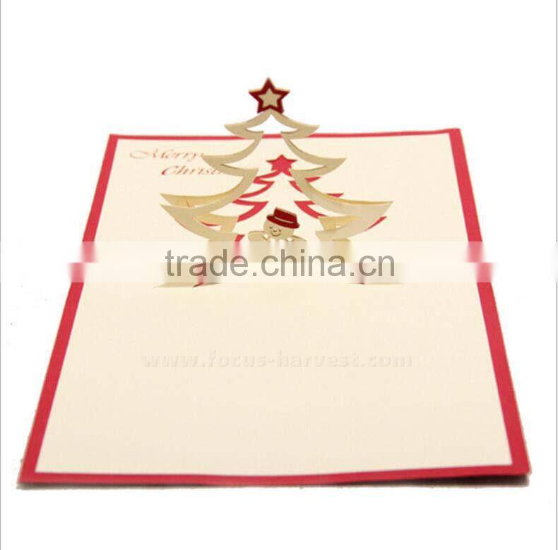 Handmade card 3D Christmas Theme Tree Kirigami Birthday New Year Party Invitation Card Up Greeting Card