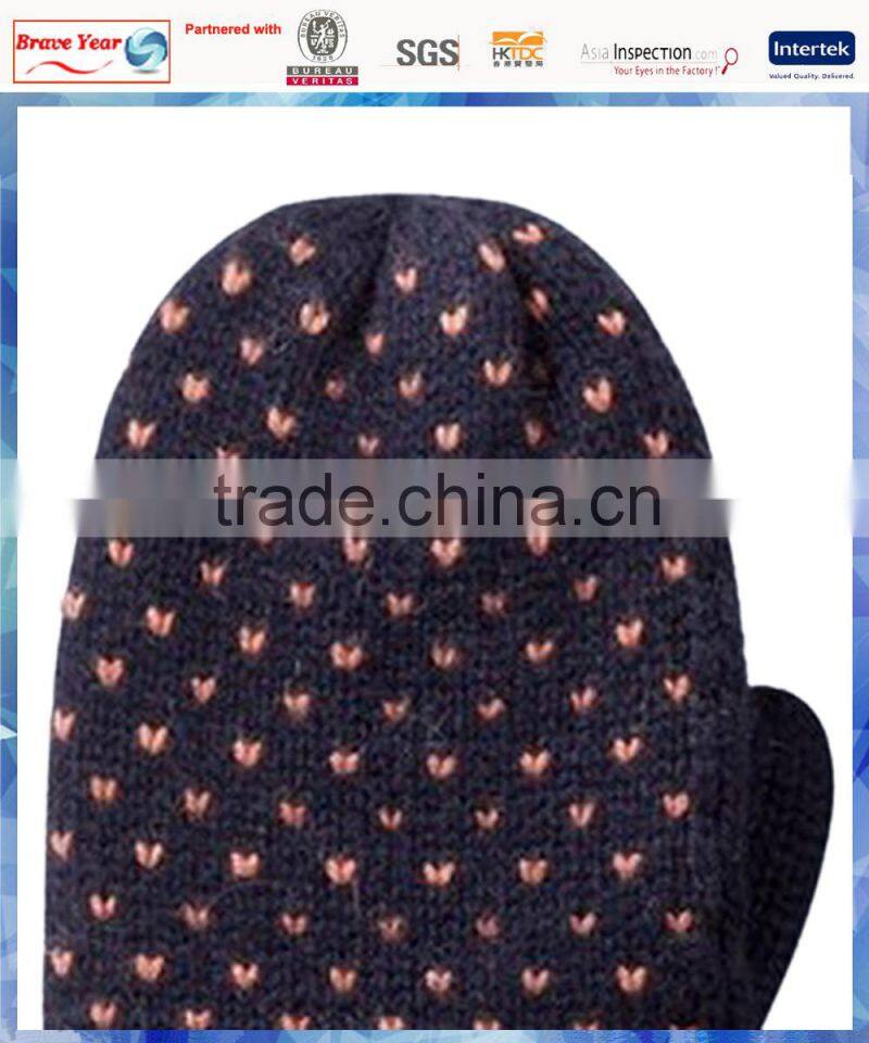 bird eyes knit girls gloves mitten with fleece lining