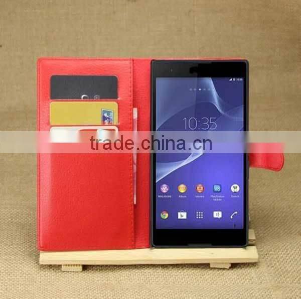 Book Flip PU Leather Case For Sony xperia T3,Stand cover for Sony Xperia T3