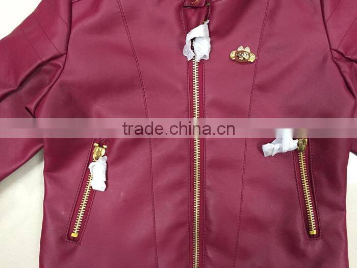 Baby Girl Fashion PU Jacket Stock