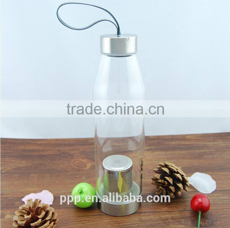 550ml unbreakable glass water bottle/ fruit infuser bottle/ borosilicate glass water bottle