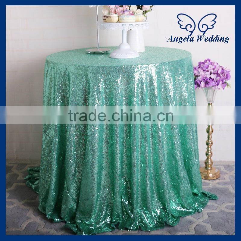 SQ001MA Whole sale low price metallic mesh sequence wedding mint green sequin table cloth