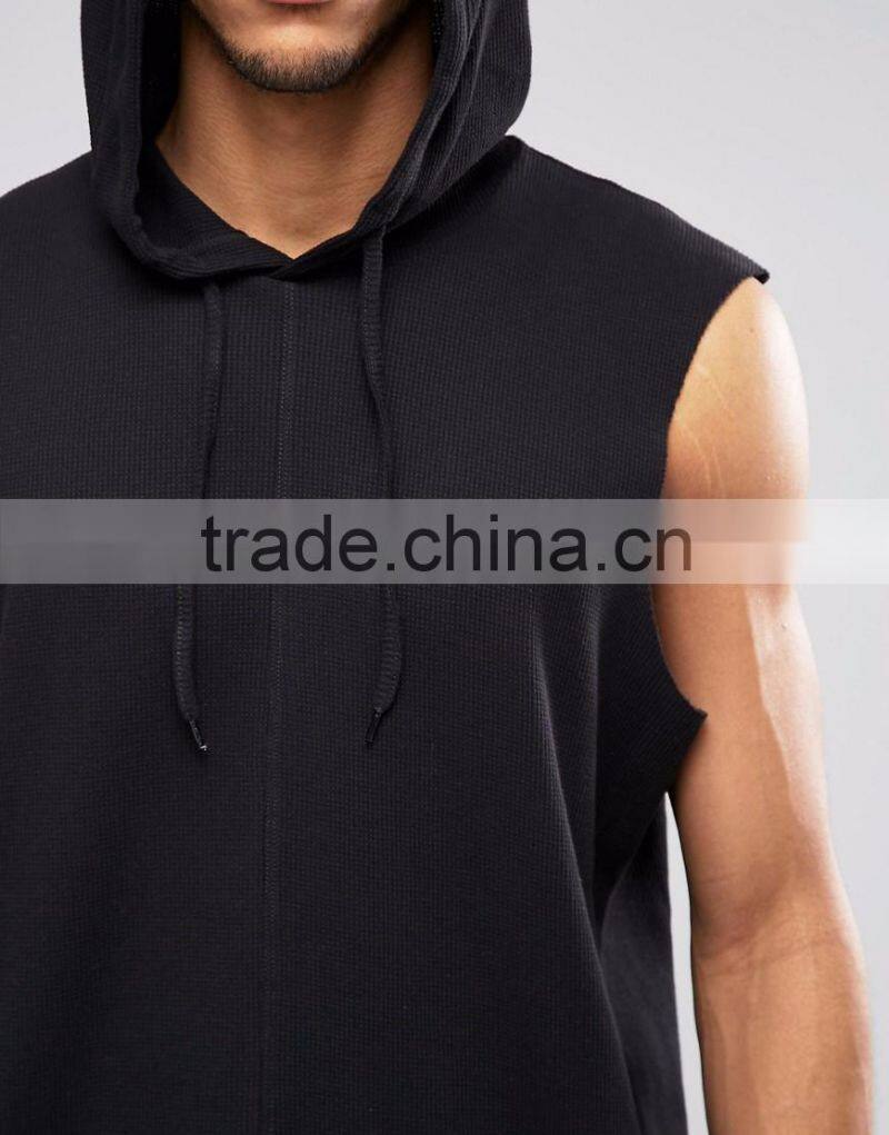 Daijun OEM 100% cotton latest design plain men black hoodis singlet