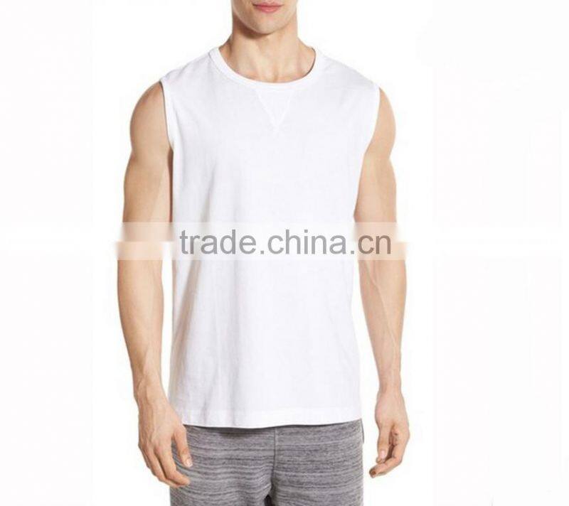 Daijun OEM slim fit 100% cotton plain man white tank tops in bulk