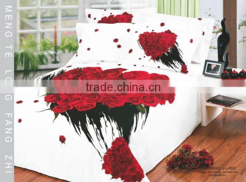 PRINTED COTTON 3D DESIGN REACTIVE PRINT DUVET COVER PILLOWCASES BEDDING SET WHITE BACKGROUND FLOWERAL BED SET