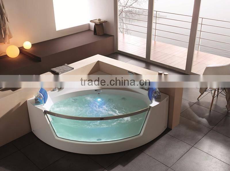 Sanitary ware 2 person style whirlpool massage bathtub with pillow
