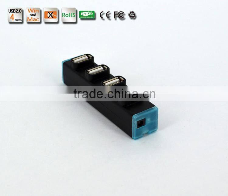 Hi-speed 4 port Mini Colorful usb 2.0 hub 480Mbps for Windows 95/98/2000/2003/ME/XP/Vista or Mac OS 8.1above