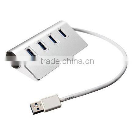 Top Grade 4 port Aluminum usb 3. 0 hub from usb hub suppliers (30" cable)
